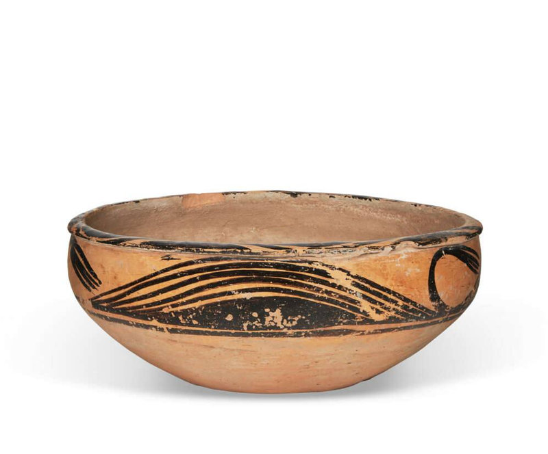 A rare painted pottery basin, Neolithic period, Majiayao culture, Majiayao type, late 4th-early 3rd millennium BC