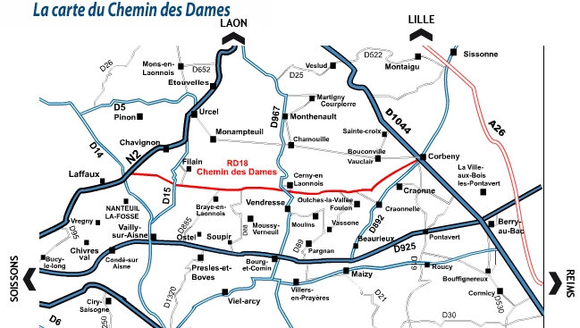 carte chemin des dames