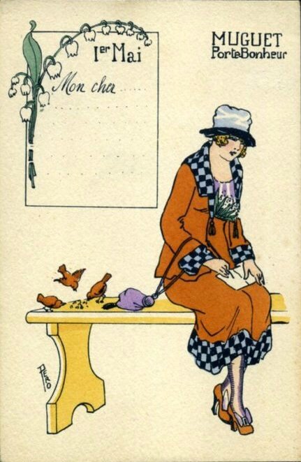CPA Muguet 1er mai Femme 4