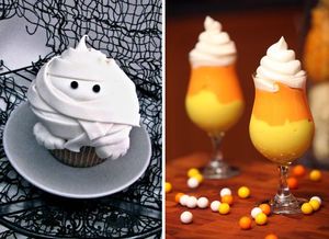 halloween-candy-corn-pudding-mummy-cupcake