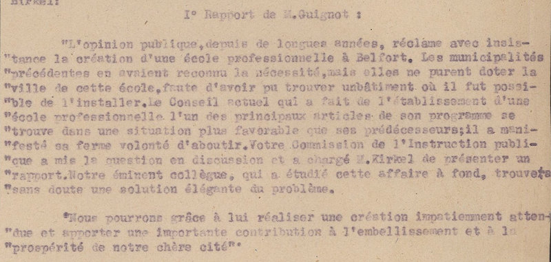 1920 02 07 Délibération CM Ecole pratique Rapports p1R1a