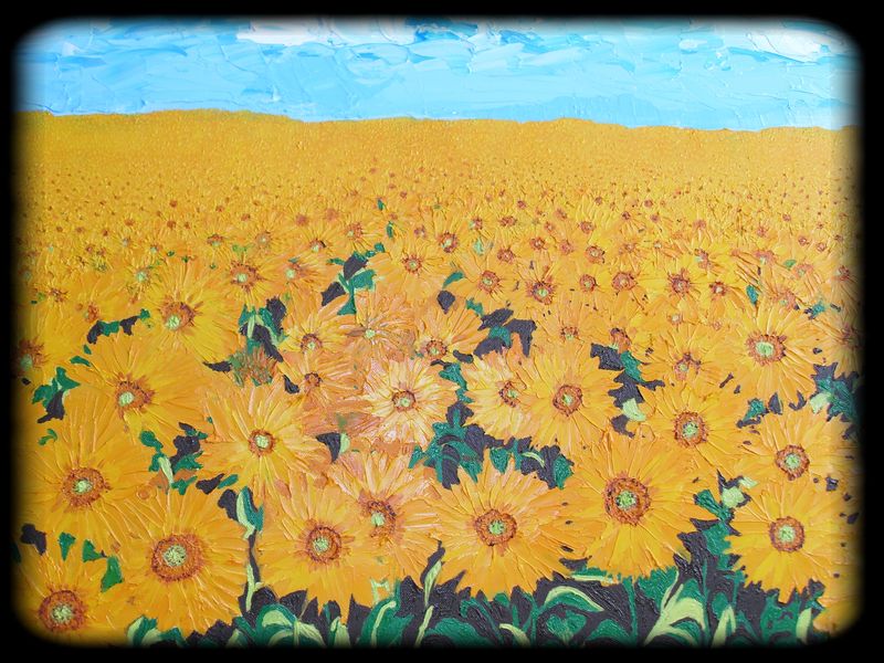Peinture Van Gogh Tournesol Champ de Tournesol - Passion de la Peinture