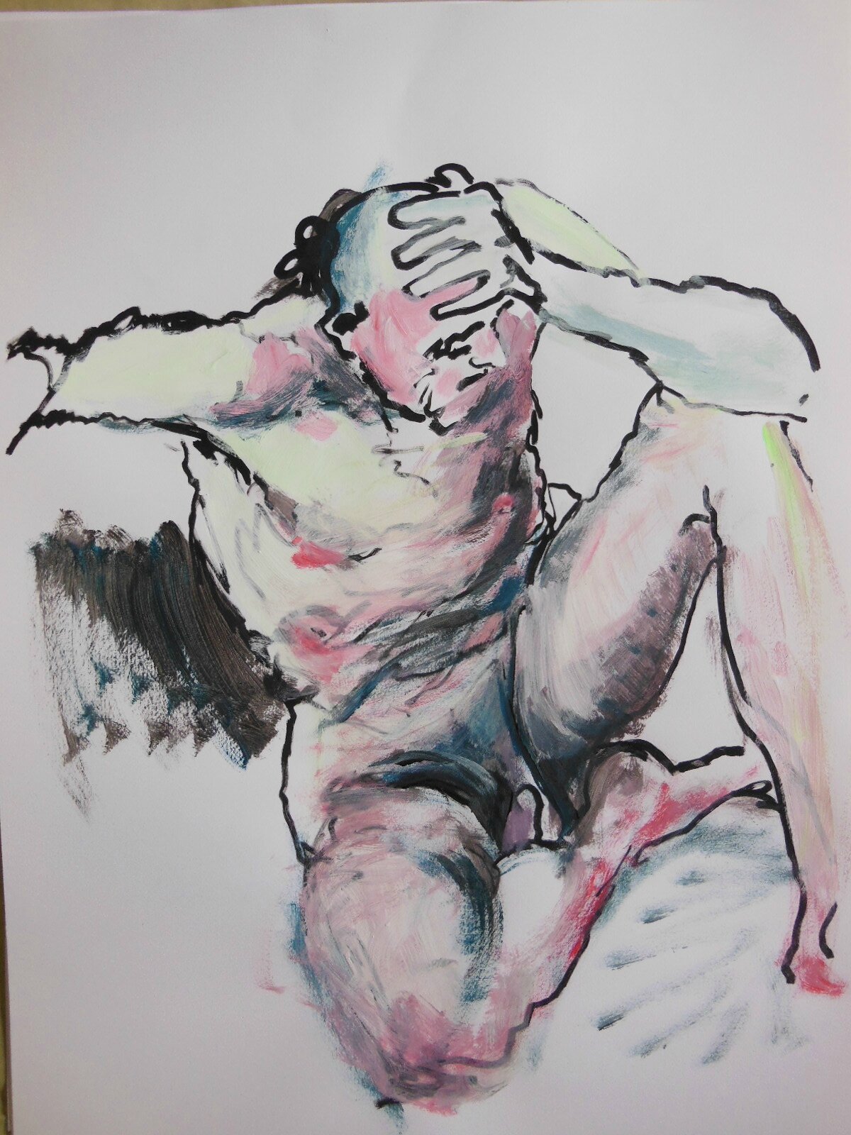dessin peinture tableau de nu homme modèle vivant (16)