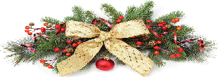 Gif barre Noël branche sapin et gros nœud or 310 pixels