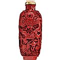 An Imperial cinnabar lacquer snuff bottle with dragons and pearls, <b>1780</b>-<b>1860</b>