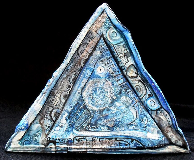 ©Hervé THAREL - SCHMIMBLOCK'S pyramide2 sur4 2014 - acrylique sur argile 21x16cm 6