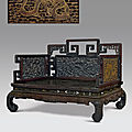 A rare Imperial gilt-decorated zitan and hardwood <b>throne</b> <b>chair</b>, 18th-19th century