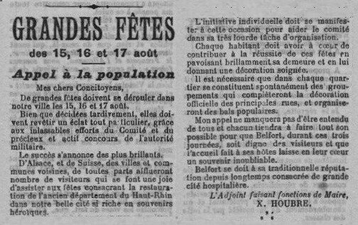 1919 08 14 Fêtes patriotiques La Frontière p1aRR