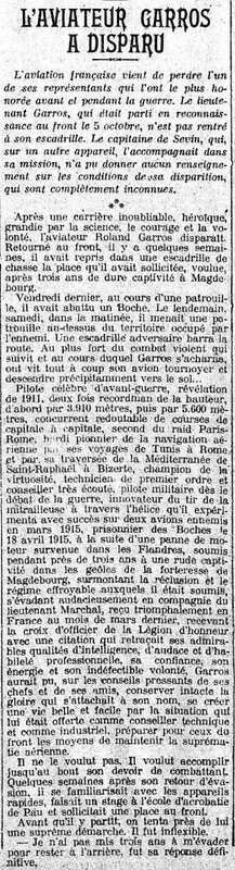 Garros disparu