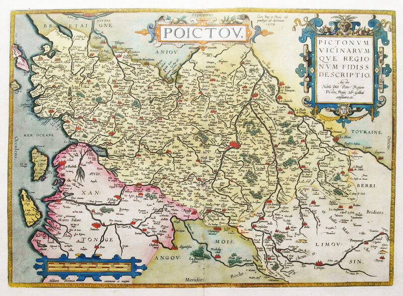 Vers 1590 Poitou Pictonum, vicinarumque regionum fidissa, descriptio, auctore Petro Rogiero,