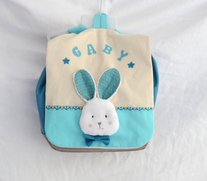 sac à dos lapin version turquoise