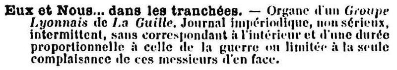 Eux et nous dans les tranchées
