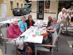 P1060027B Françoise,Patricia,Marthe,Louis et Martine font la pause café et patisserie niçoise