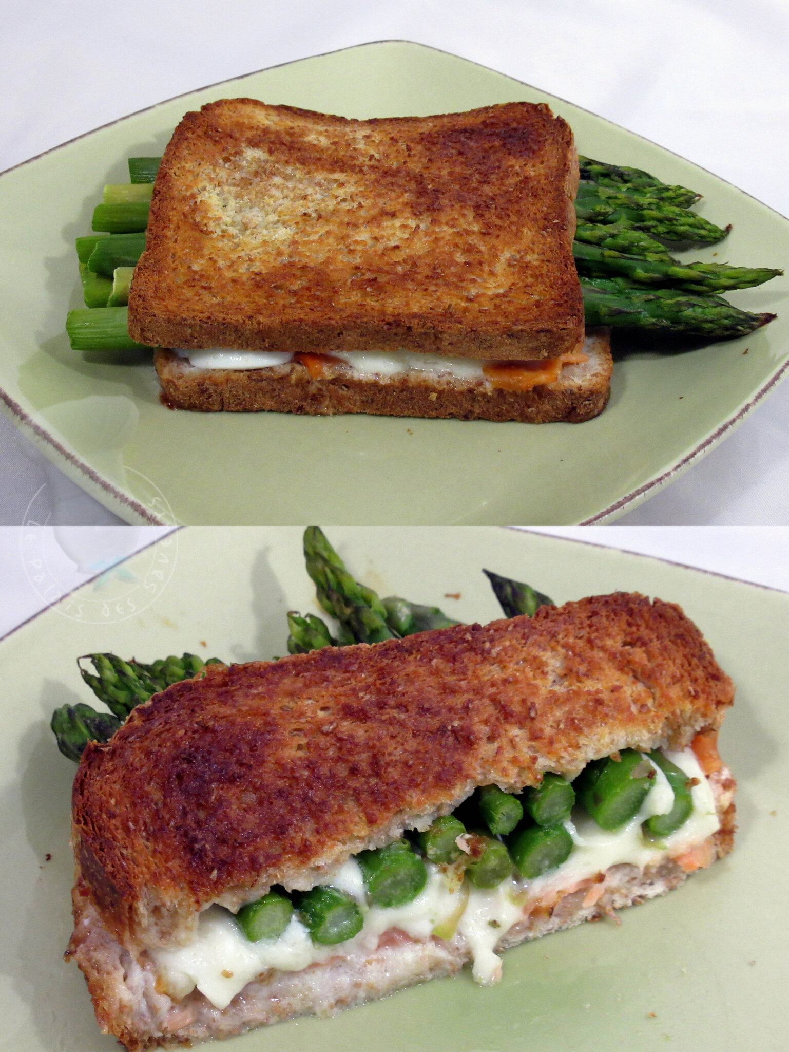 Croque-monsieur printanier asperges saumon