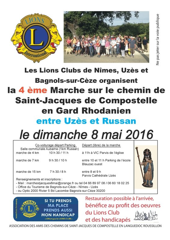 Affiche Marche St Jacques 8 mai 2016