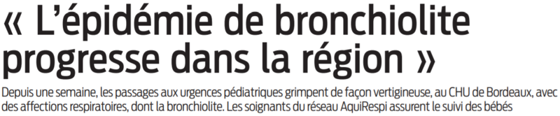 2021 10 16 SO L'épidémie de bronchiolite progresse dans la région