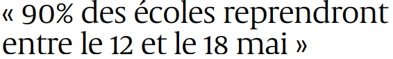 2020 05 09 SO 90 pour cent des écoles reprendront entre le 12 et le 18 mai