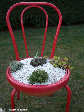 Chaise bistrot recyclée en jardinière