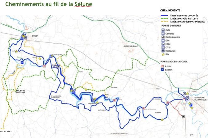 projet valorisation vallée barrage Sélune Pont de la République - cheminements