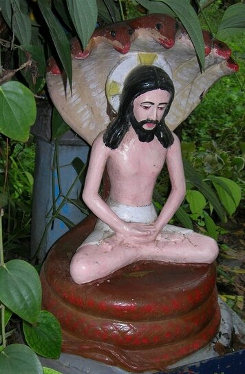 Christ sur cobra à 7 têtes, Shantivanam, ashram de Le Saux