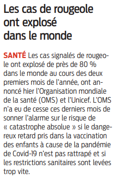 2022 04 28 SO Les cas de rougeole ont explosé dans le monde