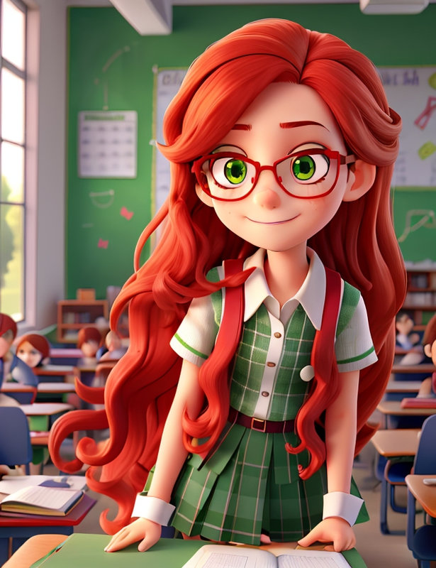 3D_Animation_Style_Schoolgirl_very_long_red_hair_dark_green_ey_0