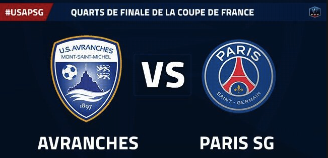quart de finale coupe de France football Avranches PSG avril 2017