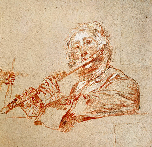 R Le flûtiste jouant de la flûte traversière