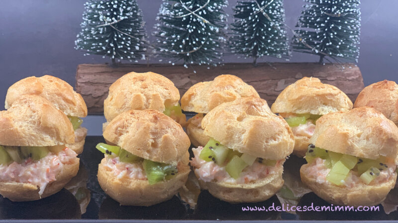 Petits choux au crabe-kiwi pour l’apéro 2