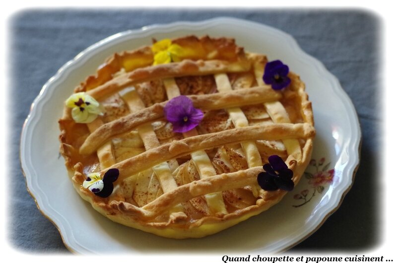 tarte à la compote de pommes, pommes tranchées et canelle-1545
