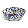 An English Delftware blue and white colander bowl, <b>Circa</b> <b>1770</b>, London or Bristol