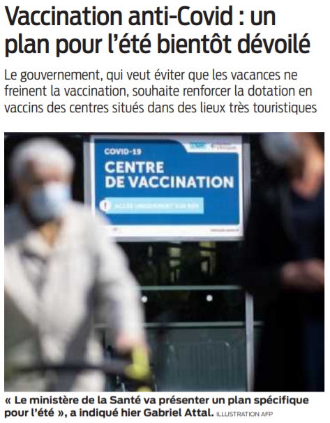 2021 05 29 SO Vaccination anti-Covid un plan pour l'été bientôt dévoilé