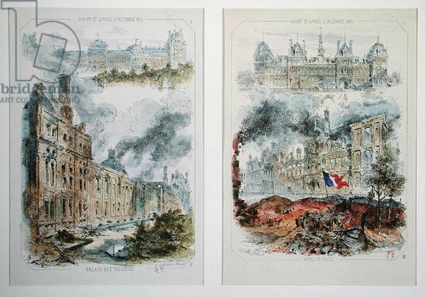 Coindre, Tuileries et hotel de ville avant et après 1870