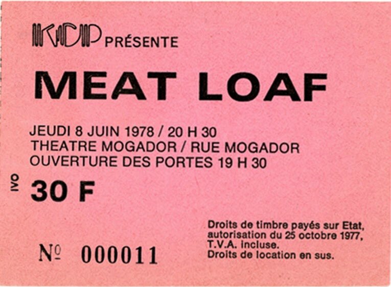 1978 06 Meat Loaf Mogador Billet