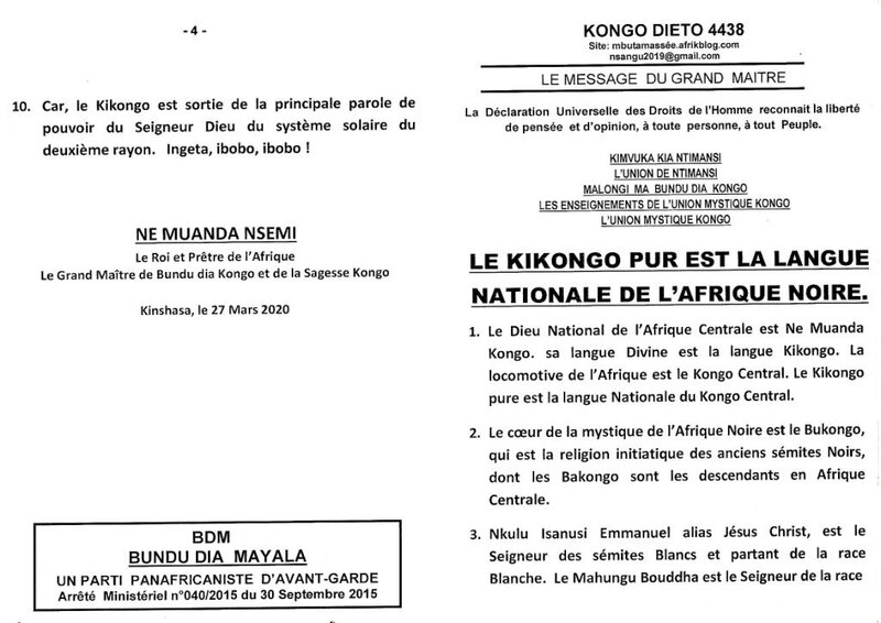 LE KIKONGO PUR EST LA LANGUE NATIONALE DE L'AFRIQUE NOIRE a