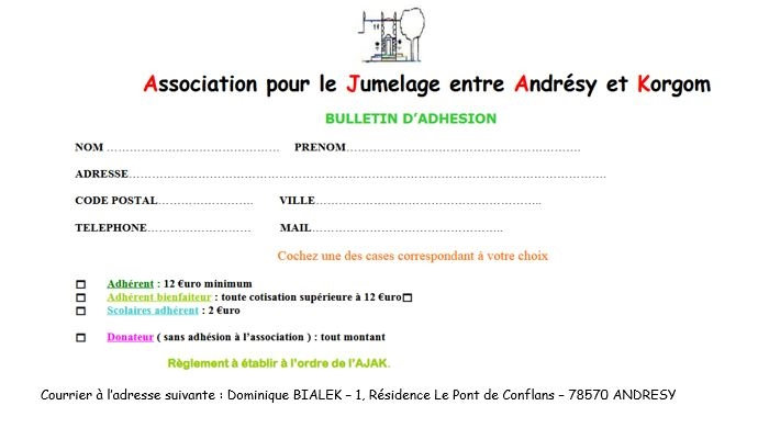 Bulletin d'adhésion AJAK