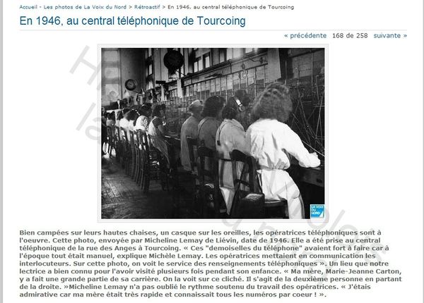 En 1946, au central téléphonique de Tourcoing -- photos