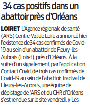 2020 05 17 SO 34 cas positifs dans un abattoir du Loiret