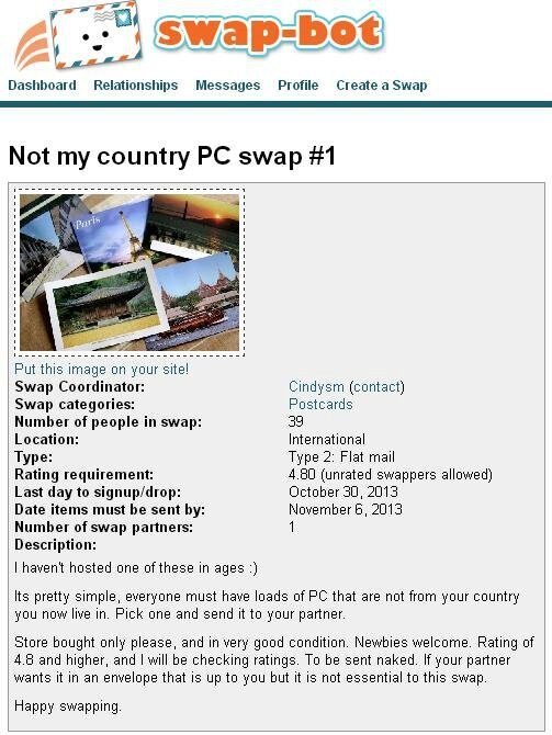 2013 1030 Swap - Not my country postcard swap no 1