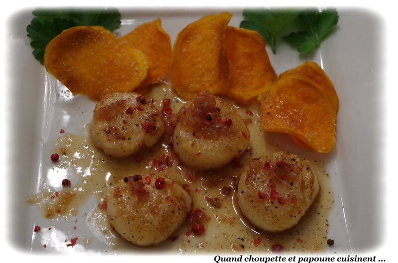 saint-jacques snackées, chips de patates douces-2737