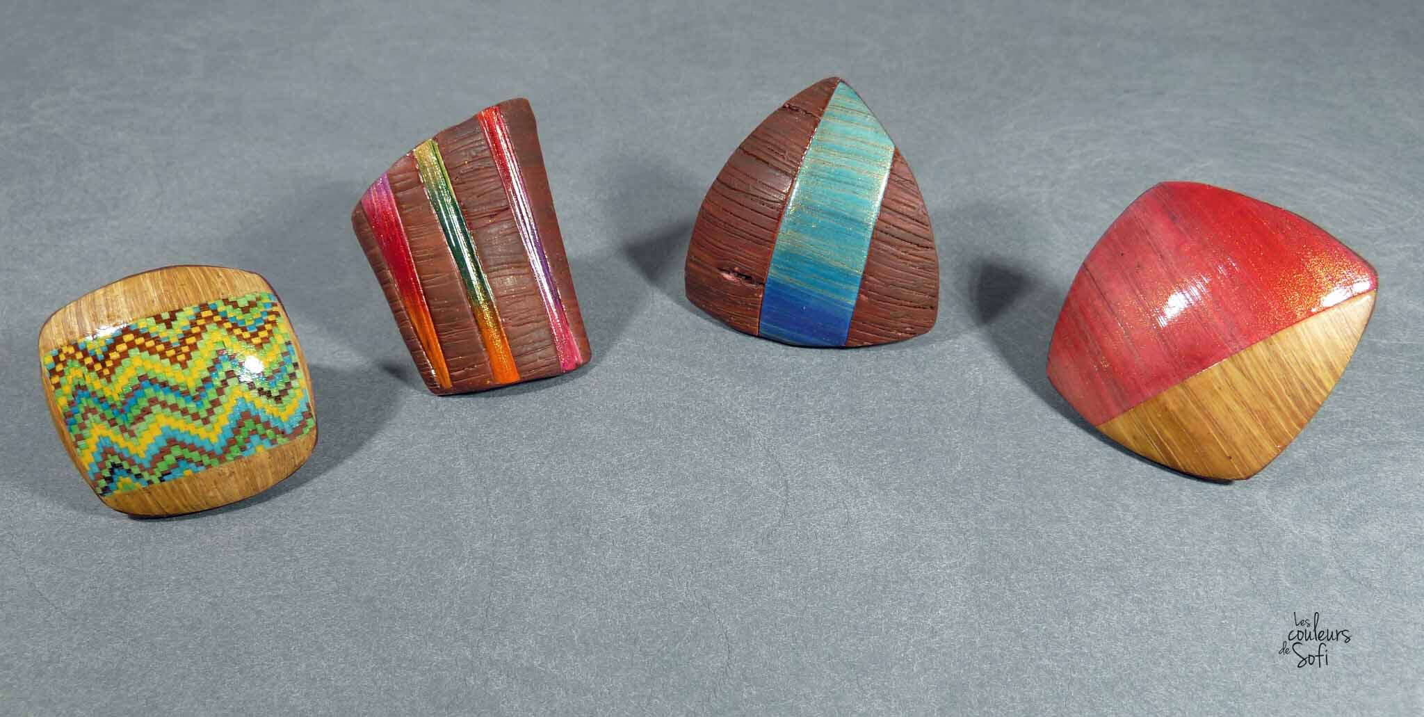 bague soie et bois