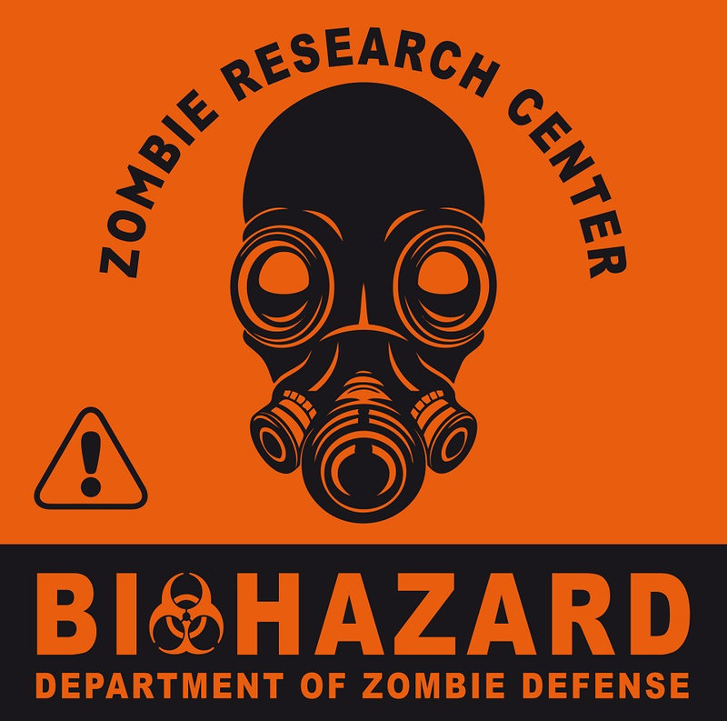 gas mask radioactive biohazard zombie virus stickers labels bottle decal