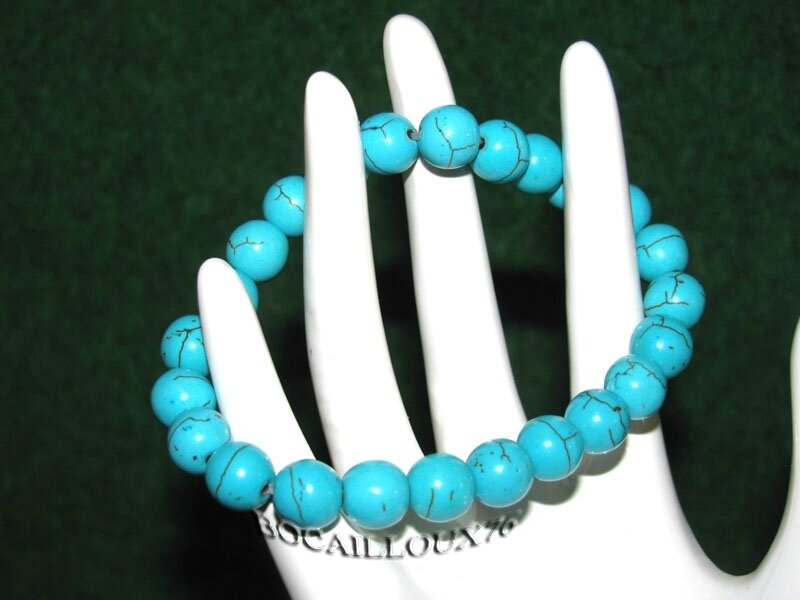 Bracelet HOWLITE Turquoise Perles 6 (1)