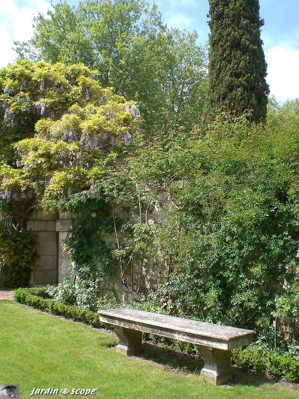 Banc de pierre devant le Prieuré de Saint-Cosme (37)