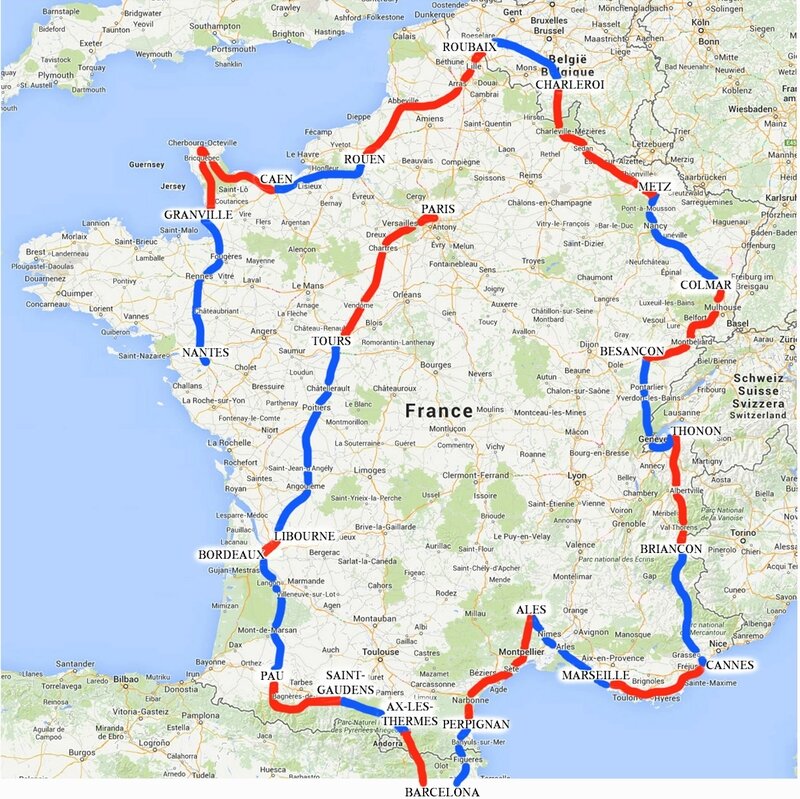 Carte Tour de France 1957