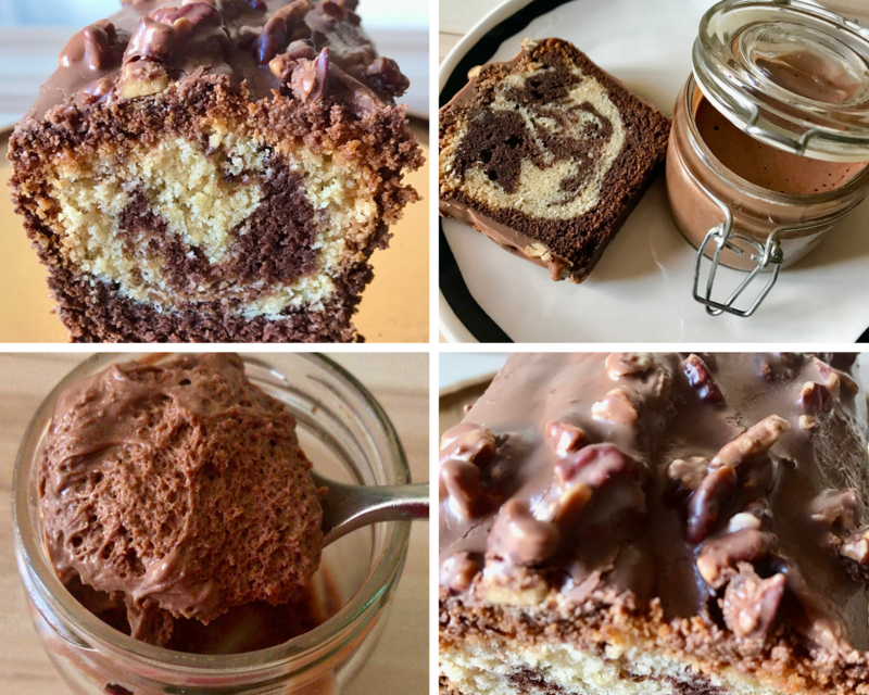 marbré glacé aux noix de pécan:mousse aux chocolats