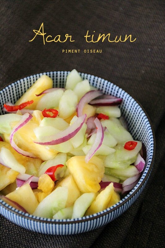 Acar timun- salade de concombre et ananas à l'indonésienne - Indonesian cucumber and pineapple salad