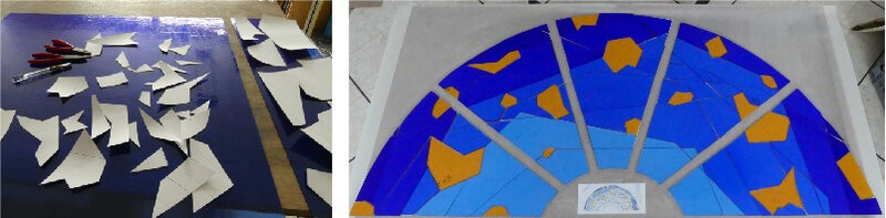 Vitrail en cours à l'atelier 