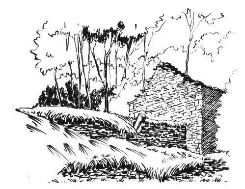 julie-feuillas.over-blog.com Croquis d'une grange en ruine.