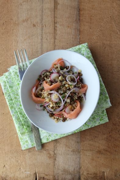 salade quinoa lentilles saumon 001 LE MIAM MIAM BLOG